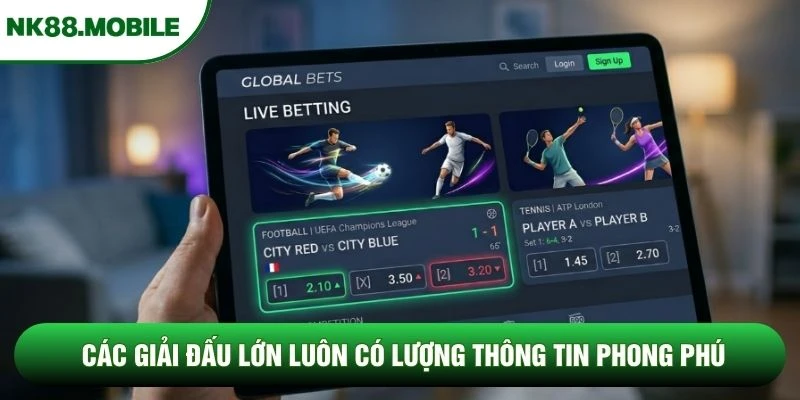 Các giải đấu lớn luôn có lượng thông tin phong phú Các giải đấu lớn luôn có lượng thông tin phong phú